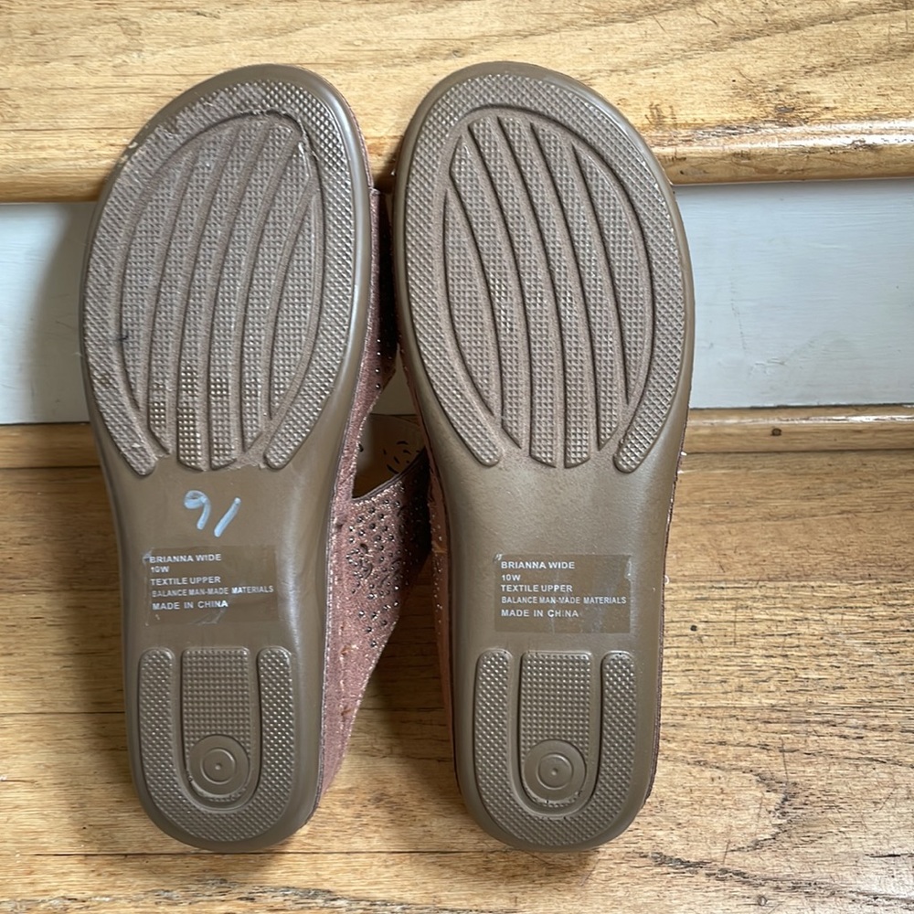 Flex Step slip on embellished sandals/bronze color. Hardly worn. See bottoms - Picture 2 of 4